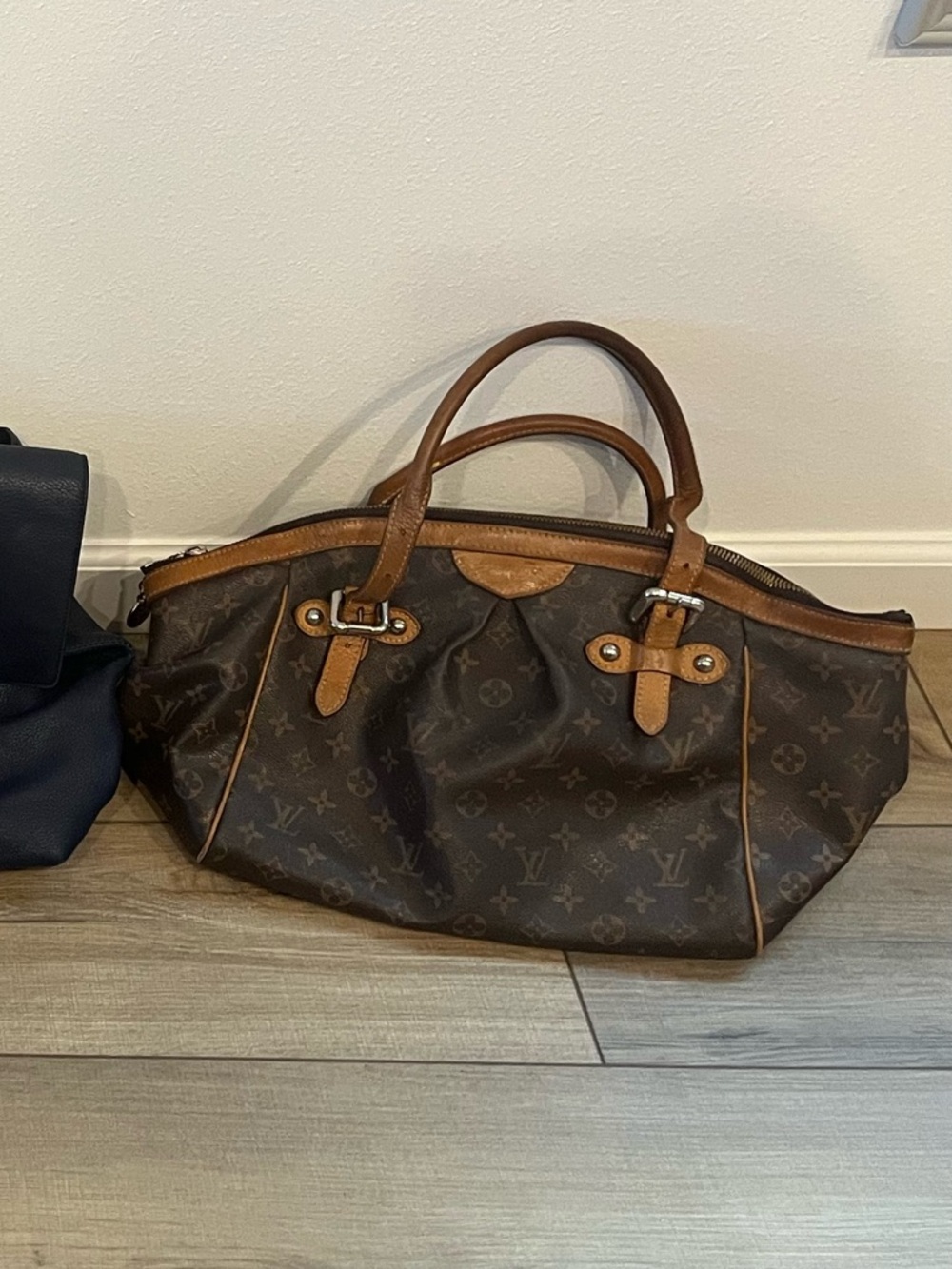 Louis Vuitton Brown Monogram Canvas Tote with Tan Leather Trim